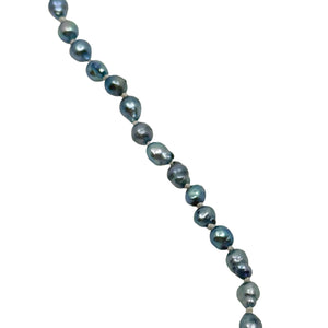 Vintage Blue Japanese Saltwater Akoya Cultured Pearl Modernist Necklace - 18K White Gold 19 Inch