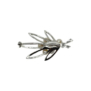 Vintage Multi Leaf Japanese Saltwater Akoya Cultured Pearl Brooch- Sterling Silver