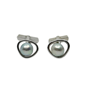 Blue Pineapple Vintage Japanese Saltwater Akoya Cultured Pearl Cufflinks- Sterling Silver (Copy)