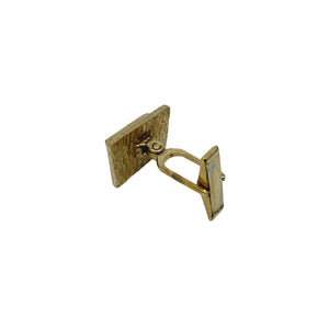 Mid-Century Geometric Textured Japanese Saltwater Akoya Cultured Pearl Vintage Cufflinks Tie Tac- 14K Gold Filled