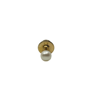 Vintage Mid Century Japanese Saltwater Akoya Cultured Pearl Tie Tac- 14K Yellow Gold