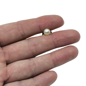 Vintage Mid Century Japanese Saltwater Akoya Cultured Pearl Tie Tac- 14K Yellow Gold