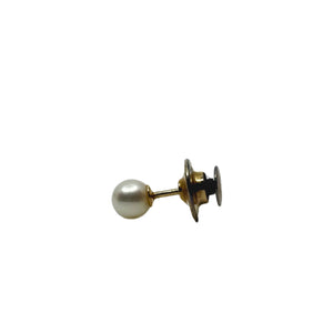 Vintage Mid Century Japanese Saltwater Akoya Cultured Pearl Tie Tac- 14K Yellow Gold