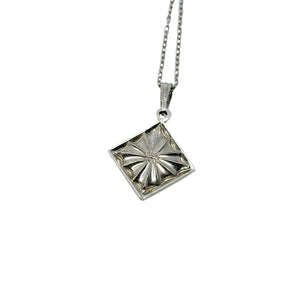 Mid Century Designer Theda Geometric Japanese Saltwater Akoya Cultured Pearl Pendant- Sterling Silver 18 Inch