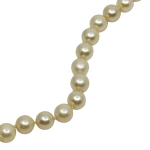Vintage 7.50mm Large Mid Century Japanese Saltwater Akoya Cultured Pearl Necklace - Sterling Silver 23.75 Inch