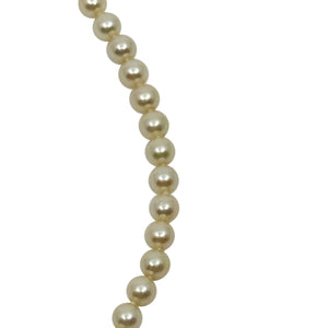 Tight Choker 6mm Vintage Japanese Saltwater Akoya Cultured Pearl Necklace - Sterling Silver Gold Filled 14.50 Inch