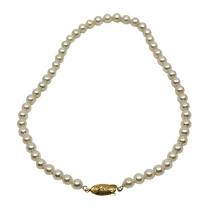 Tight Choker 6mm Vintage Japanese Saltwater Akoya Cultured Pearl Necklace - Sterling Silver Gold Filled 14.50 Inch