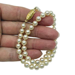 Tight Choker 6mm Vintage Japanese Saltwater Akoya Cultured Pearl Necklace - Sterling Silver Gold Filled 14.50 Inch