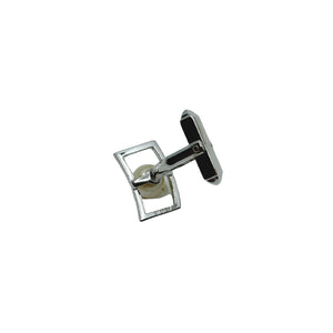 Simple Retro MCM Japanese Saltwater Akoya Cultured Pearl Mens Cufflinks- Sterling Silver