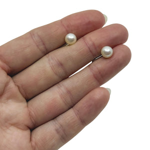 Vintage Simple Saltwater Akoya Cultured Pearl Screwback Stud Earrings- Sterling Silver