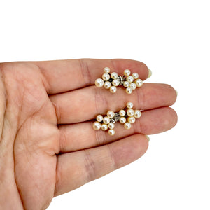 Vintage Tree Branch Cluster Akoya Saltwater Cultured Pearl Screwback Earrings- Sterling Silver