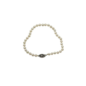 Petite 4mm Vintage Japanese Saltwater Akoya Cultured Pearl Bracelet- Sterling Silver 8 Inch