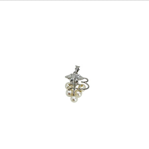 Petite Engraved Grape Japanese Saltwater Akoya Cultured Pearl Pendant- Sterling Silver