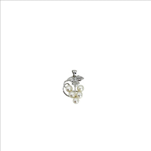 Petite Engraved Grape Japanese Saltwater Akoya Cultured Pearl Pendant- Sterling Silver