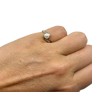 Modernist Bypass Japanese Saltwater Akoya Cultured Pearl Ring- 10K White Gold Size 4 3/4