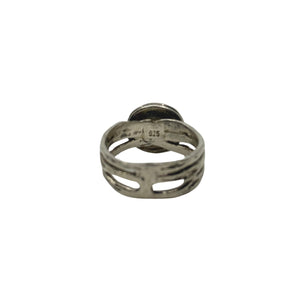 Vintage Wide Band Organic Japanese Saltwater Akoya Cultured Pearl Ring- Sterling Silver Sz 7 1/2