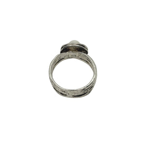 Vintage Wide Band Organic Japanese Saltwater Akoya Cultured Pearl Ring- Sterling Silver Sz 7 1/2