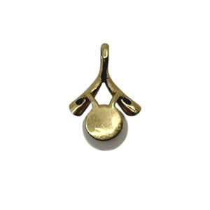 Vintage Japanese Saltwater Akoya Cultured Pearl Natural White Diamond Pendant- 14K Yellow Gold