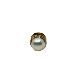Mid Century Braided Japanese Saltwater Akoya Cultured Pearl Tie Tac- 14K Yellow Gold