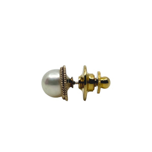 Mid Century Braided Japanese Saltwater Akoya Cultured Pearl Tie Tac- 14K Yellow Gold
