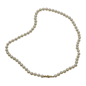 Vintage 5mm Japanese Saltwater Akoya Cultured Pearl Necklace - 14K Yellow Gold 17.25 Inch