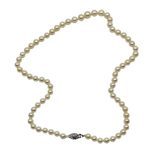 Quality Graduated Japanese Saltwater Akoya Cultured Pearl Necklace - 10K White Gold 20.75 Inch