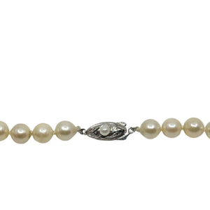 Vintage 7.00mm Mid Century Japanese Saltwater Akoya Cultured Pearl Necklace - Sterling Silver 16.50 Inch