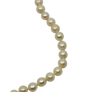 Vintage 7.00mm Mid Century Japanese Saltwater Akoya Cultured Pearl Necklace - Sterling Silver 16.50 Inch