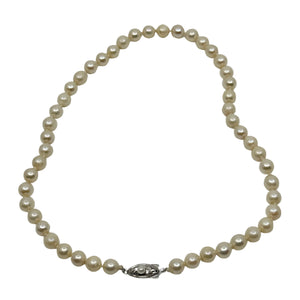 Vintage 7.00mm Mid Century Japanese Saltwater Akoya Cultured Pearl Necklace - Sterling Silver 16.50 Inch