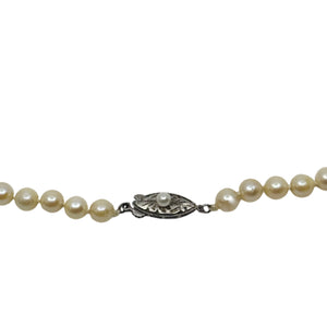 Vintage 6.00mm Mid Century Japanese Saltwater Akoya Cultured Pearl Necklace - Sterling Silver 16.50 Inch