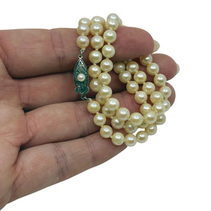 Vintage 6.00mm Mid Century Japanese Saltwater Akoya Cultured Pearl Necklace - Sterling Silver 16.50 Inch