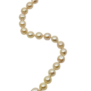 Baroque Mid Century Japanese Saltwater Akoya Cultured Pearl Marcasite Necklace - 835 Silver 35.25 Inch