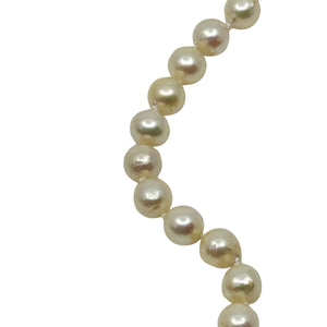 8.50mm Baroque Engraved MCM Japanese Saltwater Akoya Cultured Pearl Necklace - Sterling Silver 23 Inch
