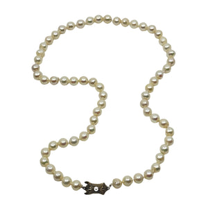 8.50mm Baroque Engraved MCM Japanese Saltwater Akoya Cultured Pearl Necklace - Sterling Silver 23 Inch