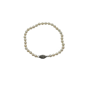 Petite 4.5mm Vintage Japanese Saltwater Akoya Cultured Pearl Bracelet- Sterling Silver 7.75 Inch