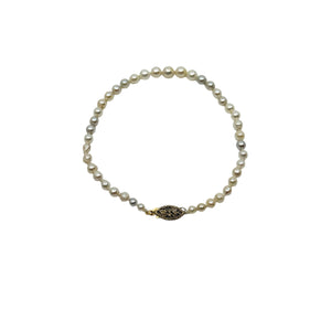 Vintage Graduated Baroque Japanese Saltwater Akoya Cultured Pearl Bracelet- Sterling Silver Gold Plate 8 Inch