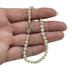 Vintage Graduated Baroque Japanese Saltwater Akoya Cultured Pearl Bracelet- Sterling Silver Gold Plate 8 Inch