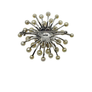 Atomic Vintage Burst Japanese Saltwater Akoya Cultured Pearl MCM Brooch- Sterling Silver