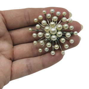 Atomic Vintage Burst Japanese Saltwater Akoya Cultured Pearl MCM Brooch- Sterling Silver