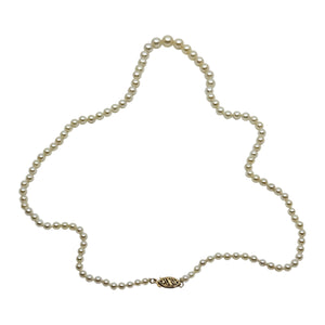 Retro MCM Japanese Saltwater Akoya Cultured Pearl Necklace - 14K Yellow Gold 20 Inch