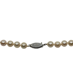 Vintage Semi-Baroque Paste Rhinestone Japanese Saltwater Akoya Cultured Pearl Necklace - Sterling Silver 18.50 Inch