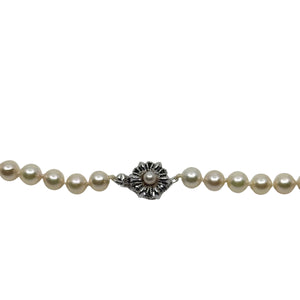 Lovely 6mm Vintage Japanese Saltwater Akoya Cultured Pearl Necklace - Sterling Silver 18.25 Inch