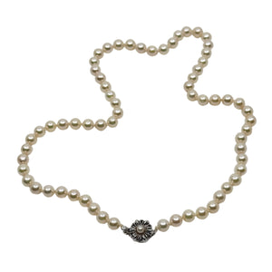 Lovely 6mm Vintage Japanese Saltwater Akoya Cultured Pearl Necklace - Sterling Silver 18.25 Inch
