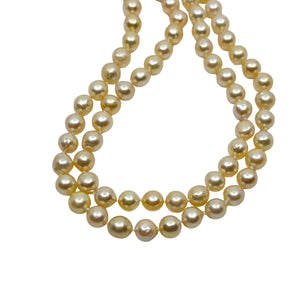 Baroque Light Golden Cream Japanese Saltwater Akoya Cultured Pearl Necklace - 34.50 Inch