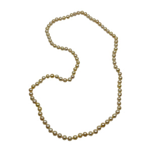 Baroque Light Golden Cream Japanese Saltwater Akoya Cultured Pearl Necklace - 34.50 Inch