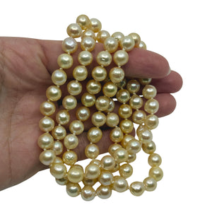 Baroque Light Golden Cream Japanese Saltwater Akoya Cultured Pearl Necklace - 34.50 Inch