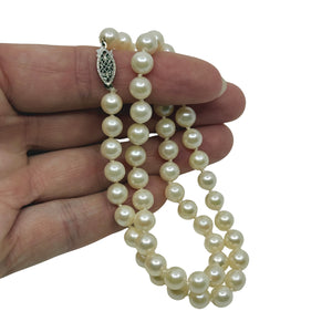 Vintage Filigree Choker Japanese Saltwater Akoya Cultured Pearl Necklace - Sterling Silver 16.25 Inch