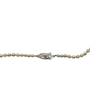 Vintage Baroque Graduated Japanese Saltwater Akoya Cultured Pearl Necklace - Sterling Silver 19.50 Inchv