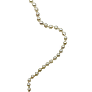 Vintage Baroque Graduated Japanese Saltwater Akoya Cultured Pearl Necklace - Sterling Silver 19.50 Inch