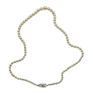 Vintage Baroque Graduated Japanese Saltwater Akoya Cultured Pearl Necklace - Sterling Silver 19.50 Inch